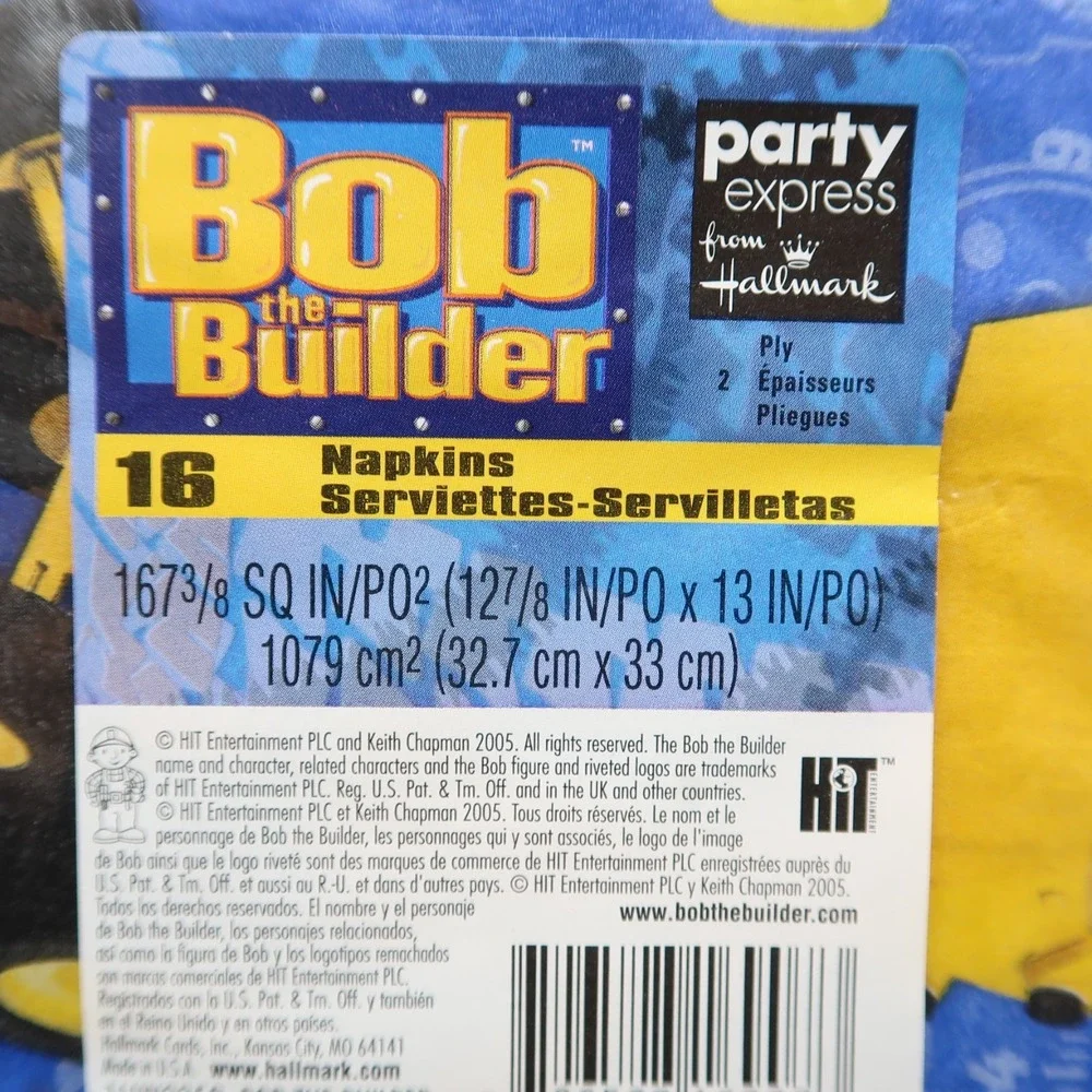 Bob The Builder NOS Birthday Party Set treat bags (8), Napkins, Banner Lot
